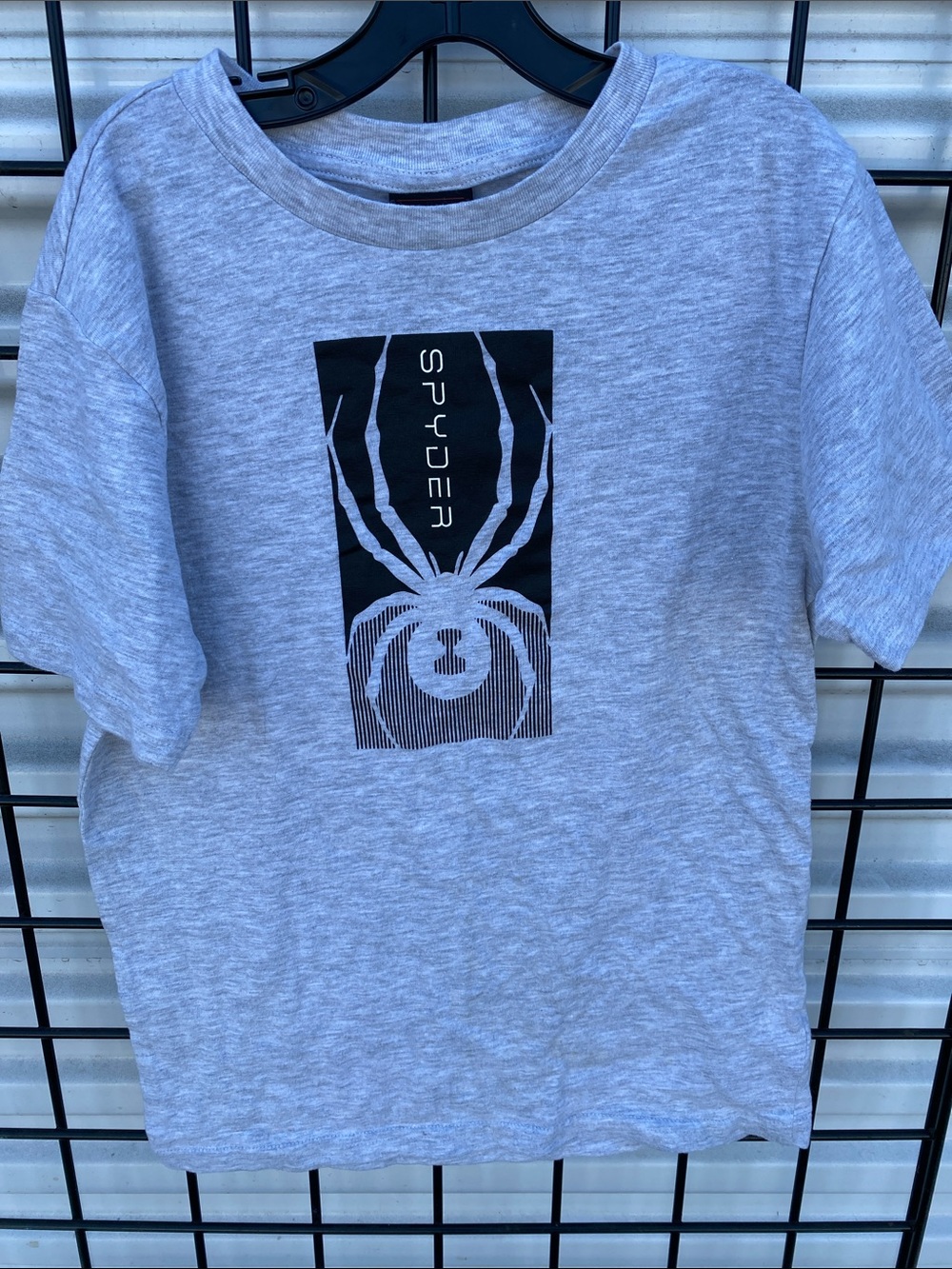 Spyder Kids Light Heather Gray Tee with Black Spider Graphic